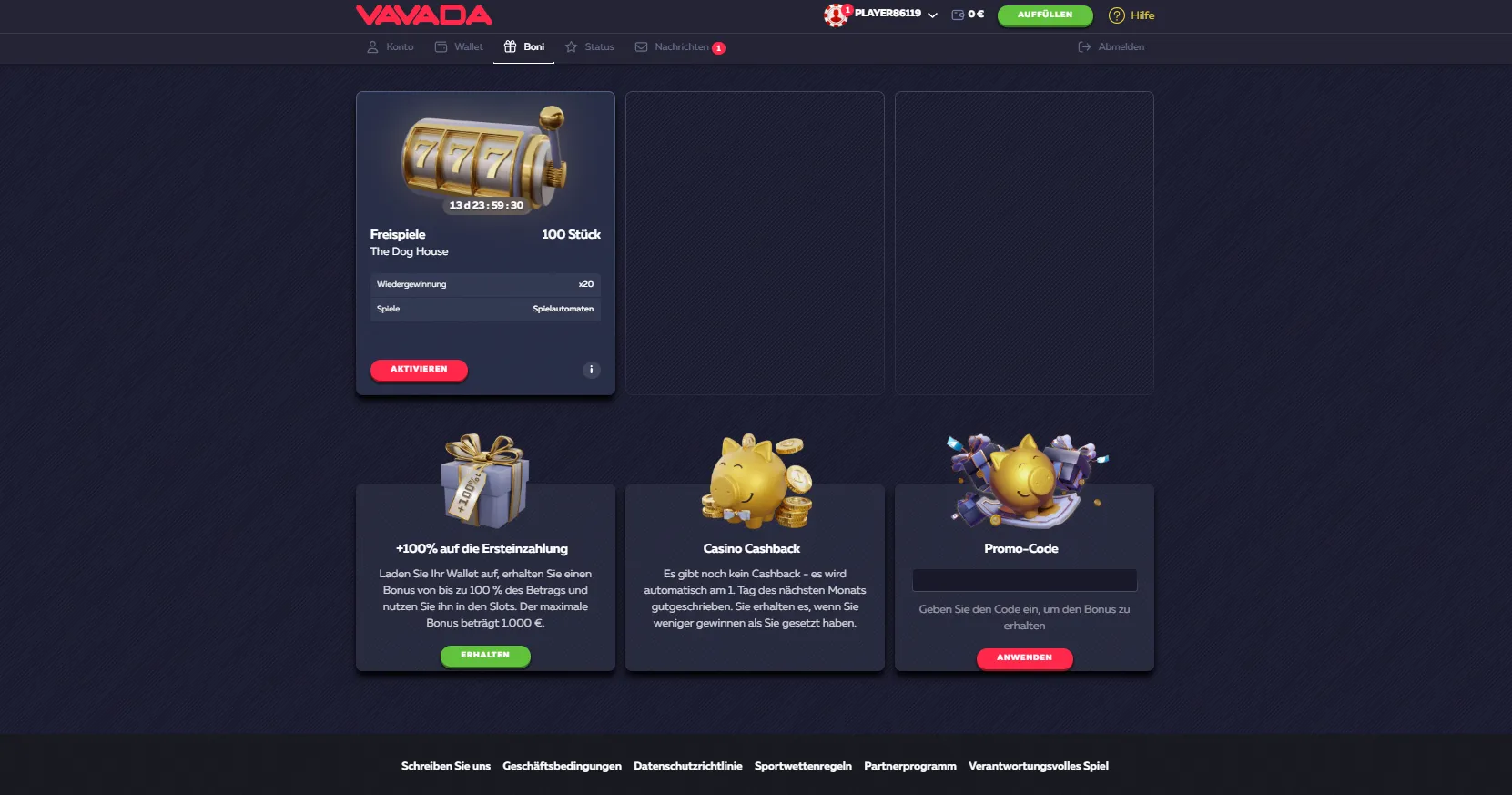Vavada Bonus Code – Nutzungsbedingungen