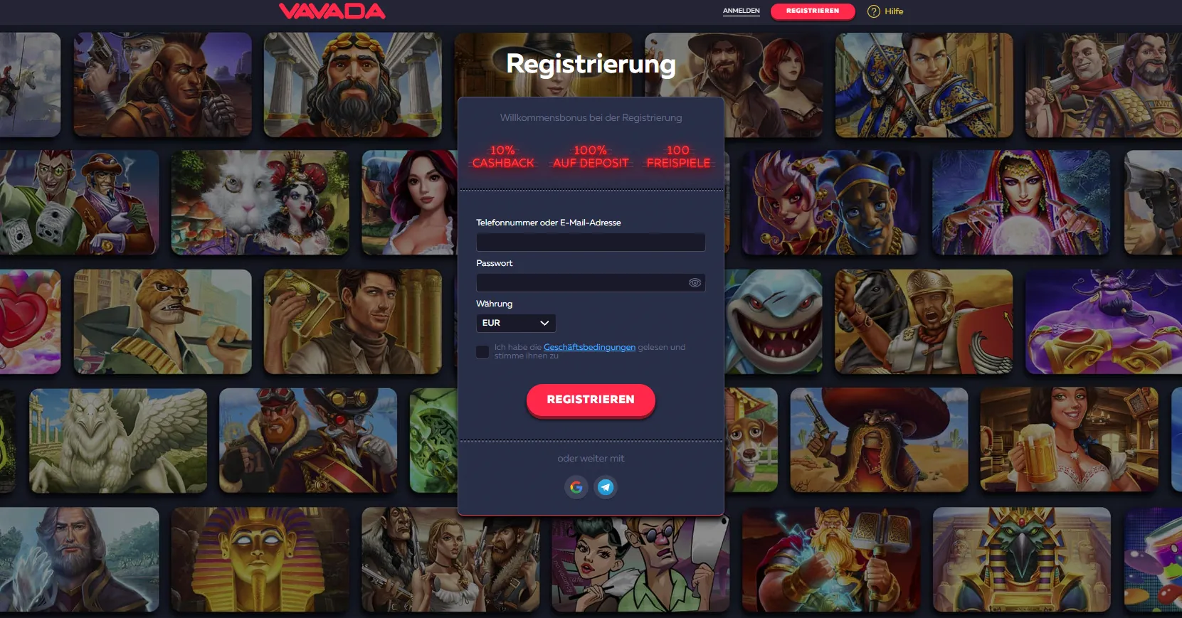 Vavada Casino – Registrierung und Login