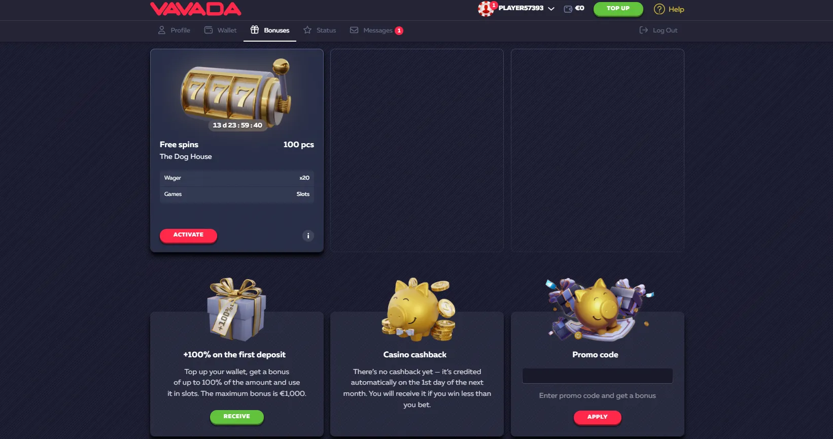 Vavada bonus и promo code